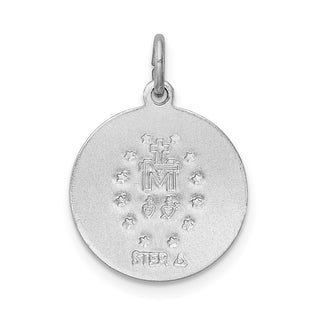 Rhodium-Plated 925 Sterling Silver Polished Epoxy Miraculous Medal Pendant
