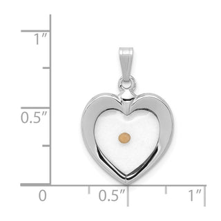 Sterling Silver Rhodium-plated Large Heart with Mustard Seed Pendant