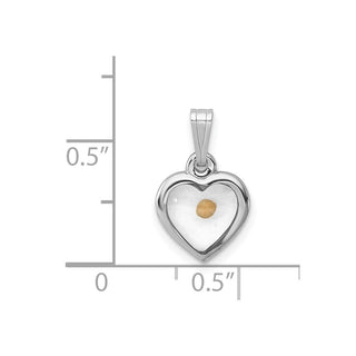 Sterling Silver Rhodium-plated Small Heart with Mustard Seed Pendant