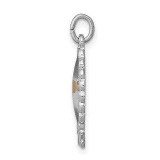Rhodium-Plated 925 Sterling Silver Epoxy Ichthys with Mustard Seed Pendant