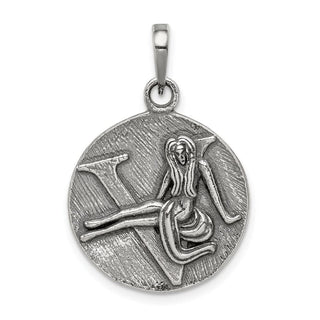 Sterling Silver Polished Antiqued Finish Virgo Horoscope Pendant