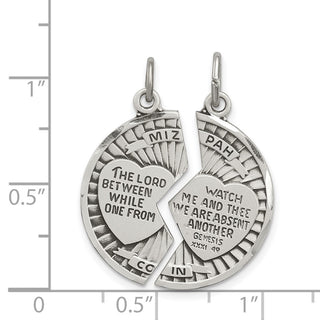 925 Sterling Silver Satin Antiqued 2-Piece Mizpah Pendant