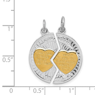 Rhodium-Plated & Yellow 925 Sterling Silver Polished Mizpah 2-Piece Pendant