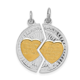 Rhodium-Plated & Yellow 925 Sterling Silver Polished Mizpah 2-Piece Pendant