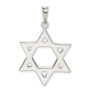 925 Sterling Silver Polished Star Of David Pendant QC7432