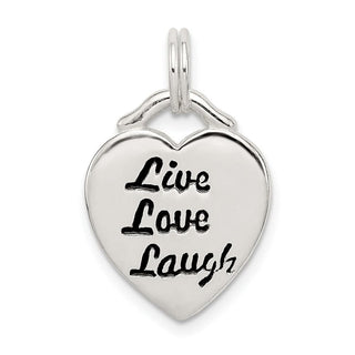 Sterling Silver Live Laugh Love Heart Charm