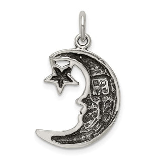 Sterling Silver Antiqued Moon Charm QC7539