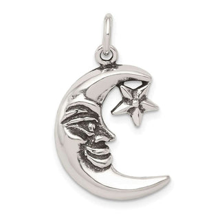 Sterling Silver Antiqued Moon Charm QC7539