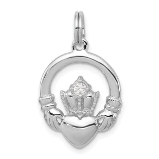 Sterling Silver CZ Irish Claddagh Charm
