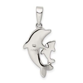 Sterling Silver Blue Inlay Lab-Created Opal Dolphin Pendant