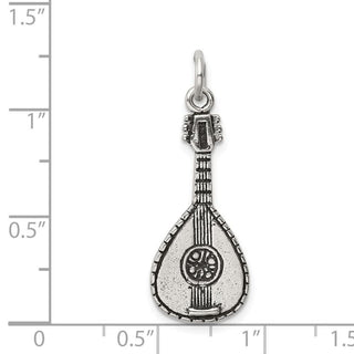 Sterling Silver Antiqued Mandolin Charm QC7762