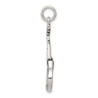 Sterling Silver Antiqued Mandolin Charm QC7763