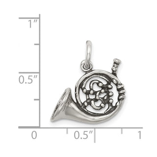 Sterling Silver Antiqued French Horn Charm QC7772