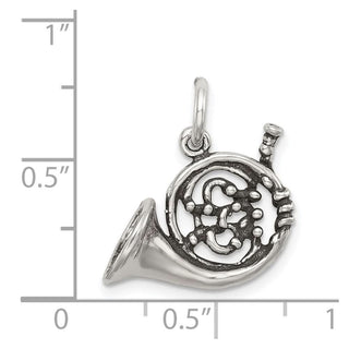 Sterling Silver Antiqued French Horn Charm QC7772