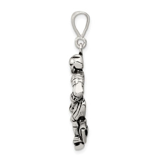 Sterling Silver Antiqued Hockey Player Pendant QC7817