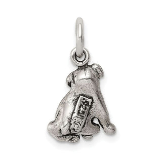 Sterling Silver Antiqued Dog Charm QC7829