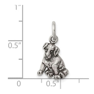 Sterling Silver Antiqued Dog Charm QC7829