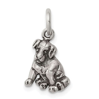 Sterling Silver Antiqued Dog Charm QC7829