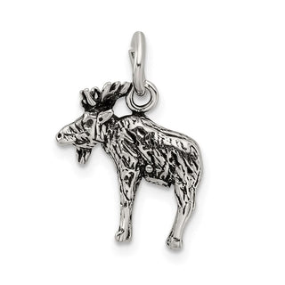Sterling Silver Antiqued Moose Charm QC7844