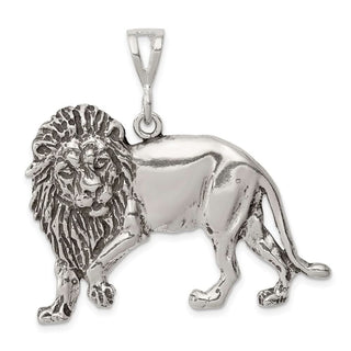 Sterling Silver Antiqued Lion Pendant QC7872