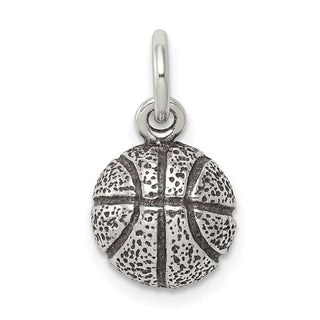 Sterling Silver Antiqued Basketball Charm QC7918