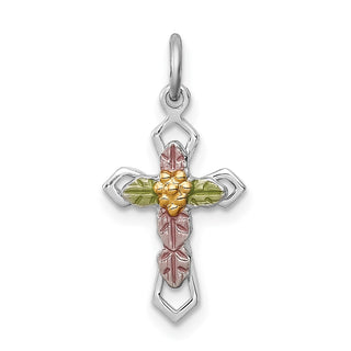 Rhodium-Plated 925 Sterling Silver Epoxy Yellow Cross Pendant QC7922