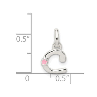 Sterling Silver Letter C w/Enamel Pendant