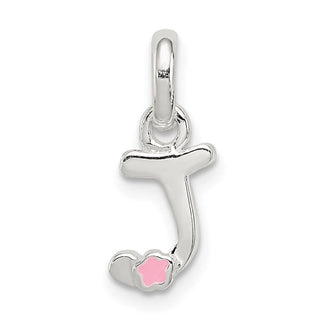 Sterling Silver Letter J w/Enamel Pendant