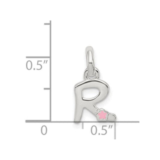 Sterling Silver Letter R w/Enamel Pendant
