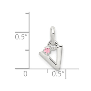 Sterling Silver Letter V w/Enamel Pendant