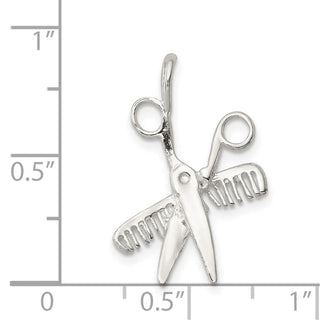 Sterling Silver Comb and Scissors Charm QC811