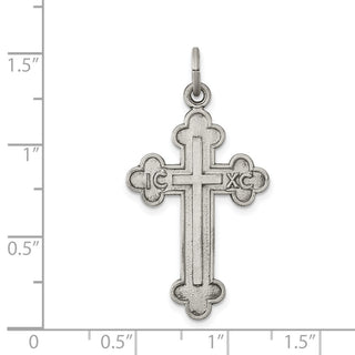 925 Sterling Silver Antiqued, Textured and Brushed Latin Cross Pendant QC8130