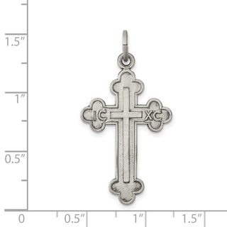925 Sterling Silver Antiqued, Textured and Brushed Latin Cross Pendant QC8130