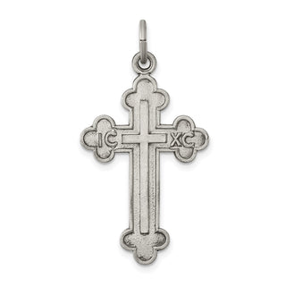 925 Sterling Silver Antiqued, Textured and Brushed Latin Cross Pendant QC8130