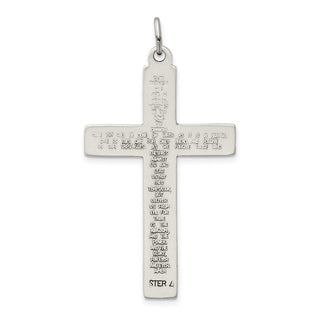 925 Sterling Silver Oxidized Cross with Prayer On Back Pendant