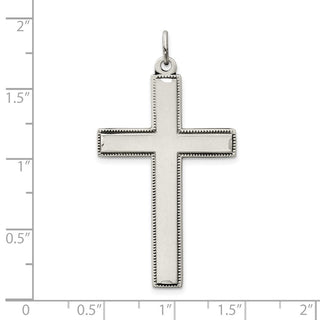 925 Sterling Silver Oxidized Cross with Prayer On Back Pendant