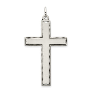 925 Sterling Silver Oxidized Cross with Prayer On Back Pendant