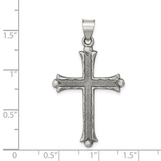 925 Sterling Silver Antiqued, Polished and Brushed Latin Cross Pendant QC8155