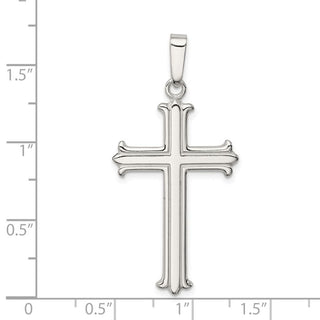 925 Sterling Silver Polished Fleur De Lis Cross Pendant