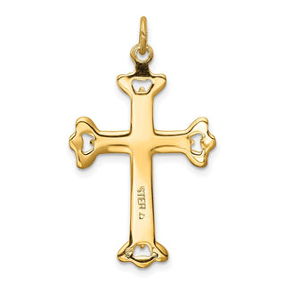 Rhodium-Plated and Yellow 925 Sterling Silver Cross Pendant QC8159