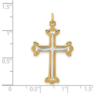 Rhodium-Plated and Yellow 925 Sterling Silver Cross Pendant QC8159