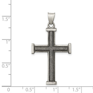 925 Sterling Silver Antiqued, Polished and Brushed Latin Cross Pendant QC8168