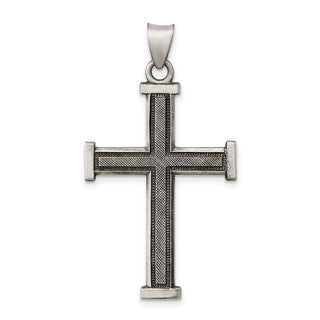 925 Sterling Silver Antiqued, Polished and Brushed Latin Cross Pendant QC8168
