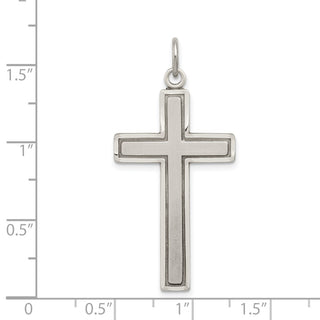 925 Sterling Silver Antiqued and Satin Cross Pendant