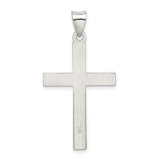 925 Sterling Silver Textured, Brushed and Polished Latin Cross Pendant QC8174