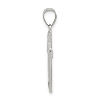 925 Sterling Silver Textured, Brushed and Polished Latin Cross Pendant QC8175