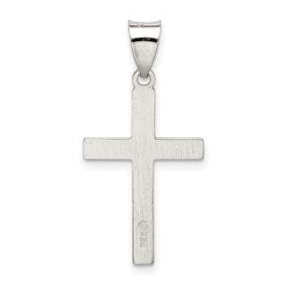 925 Sterling Silver Textured, Brushed and Polished Latin Cross Pendant QC8175