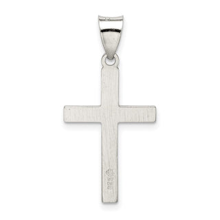 925 Sterling Silver Textured, Brushed and Polished Latin Cross Pendant QC8175
