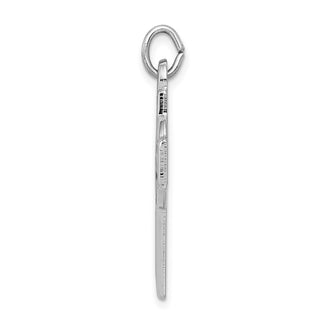 Rhodium-Plated 925 Sterling Silver and Black Design Cross Pendant QC8185