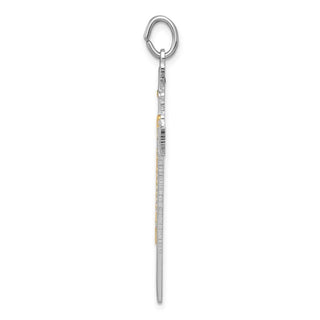 Sterling Silver Rhodium-plated & Gold-tone Rosary on Cross Pendant